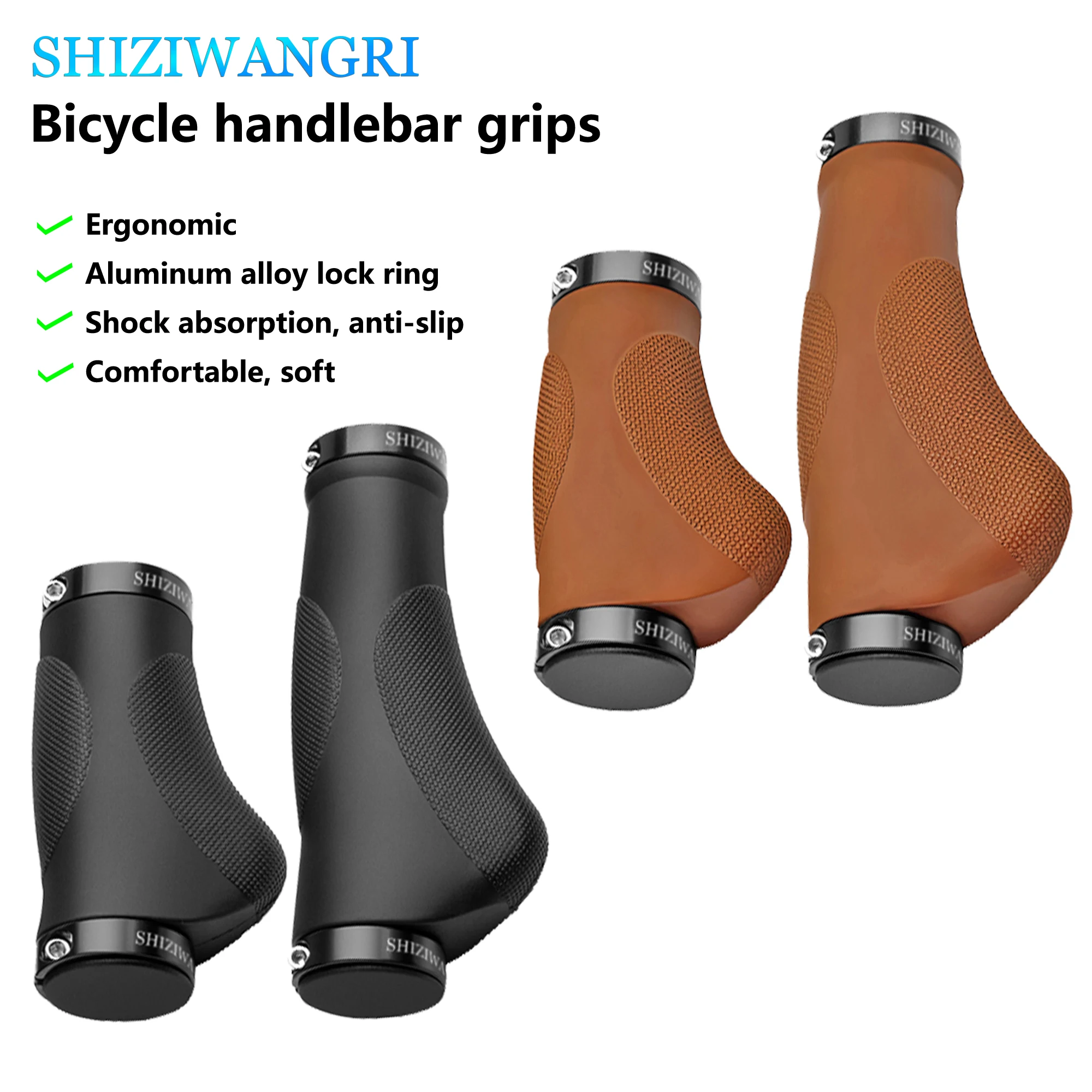 SHIZIWANGRI Fahrradlenker, ergonomische Griffe, TPR-Gummi, bequem für Fahrräder mit variabler Geschwindigkeit, Radfahren, Lenkerabdeckung – Detail 1
