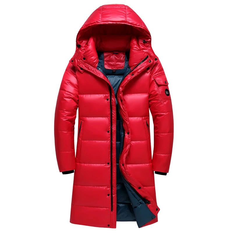 New Winter Men's Down Jacket Long Thicken Warm 90% White Duck Down Coat Men Winter Puffer Jacket Hooded Parka Black Outwear
