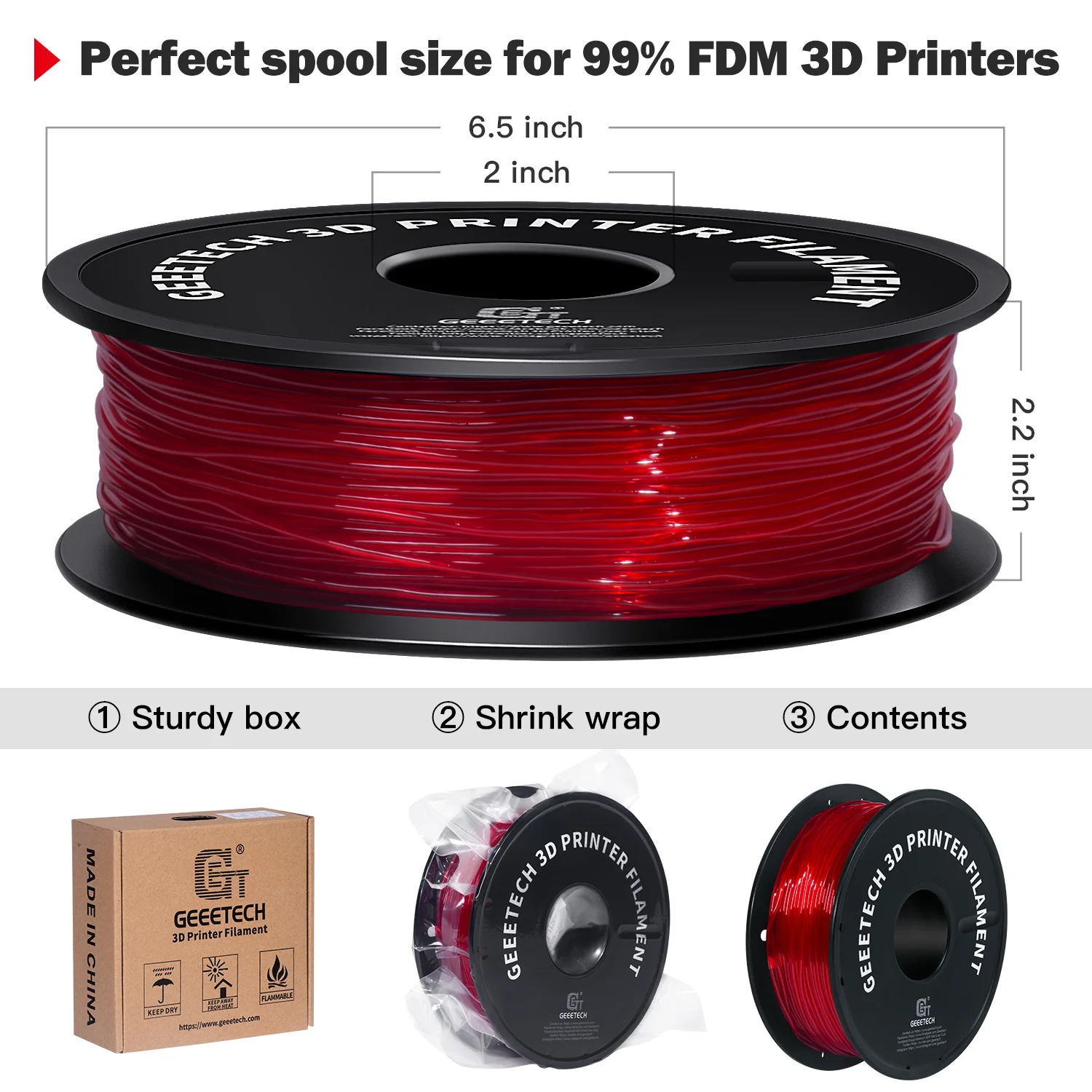 Flexible TPU 3D Printing Filament - 1KG Spool - 1.75mm Diameter - Fast International Shipping