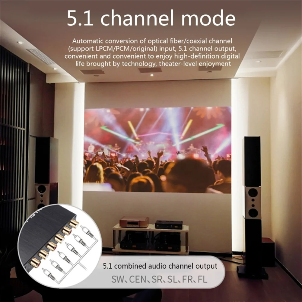 5.1 audio digital sound decoder converter SPDIF to 5.1CH audio adapter decoder for Dts/Ac3 DOLBY decoding audio converter adapter audio converter audio decoder