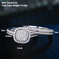Newshe 2Pcs Wedding Rings for Women Solid 925 Sterling Silver Engagement Ring Bridal Set 1.6Ct Halo Round Cut AAAAA Zircon - Image 5