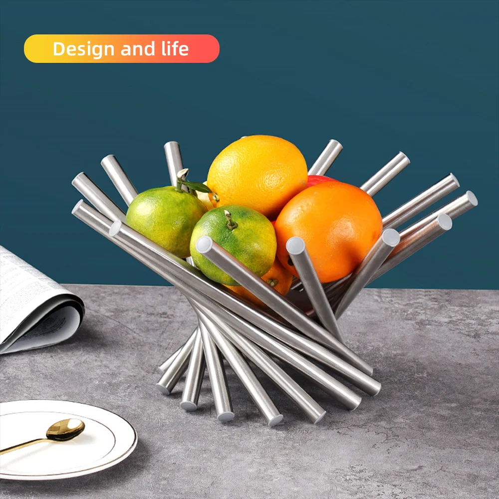 

Fashion Creative Stainless Steel Fruit Plate Da Vinci Fruit Tray Foldable Fruit Basket Kitchen Basket for Restaurant Bar Hotel