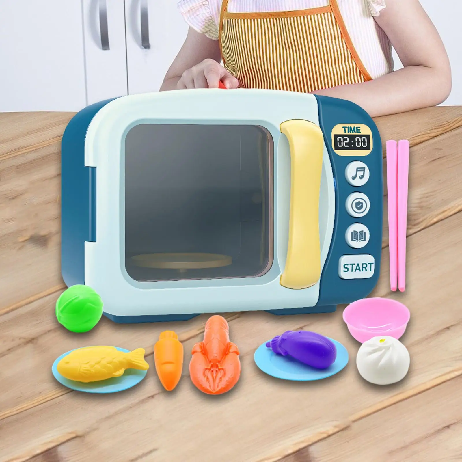 Microwave Kitchen Play Set Pretend Play Toy for Girls Boys Kids 3-8 Year Old