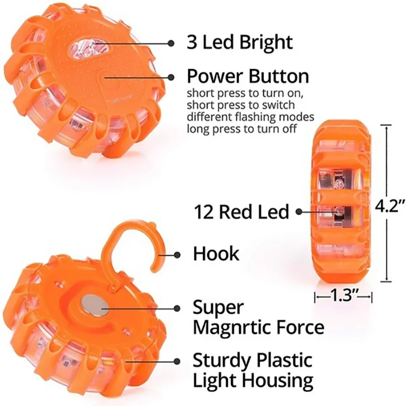 LED Warning Light 1/2/3/4/6/8/10/12Pcs Built-in Battery 9Mode Safety Flare Dash Emergency Flashing Lamp Portable Strobe Light emergency light car strobe light led light