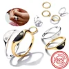 Authentic 925 Sterling Silver Moon Sun Day Night Organically Shaped Stacking Heart Pearl Sparkling CZ Pantaro Rings Fine Jewelry 3