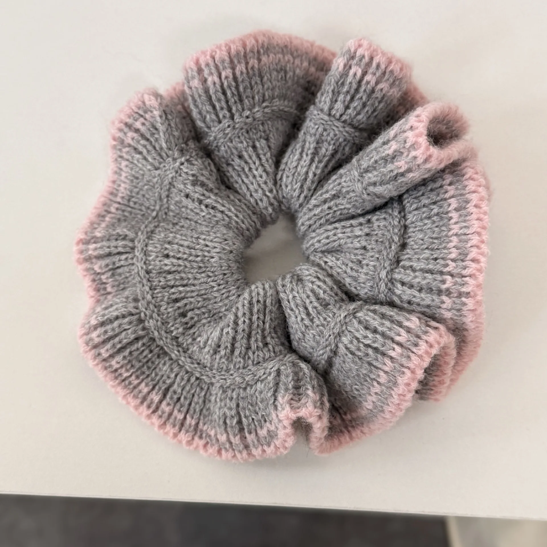 1Pc Vintage Farbe-block Gestrickte Haar Krawatten Für Frauen Mädchen Herbst & Winter Große Haar Blumen Häkeln garn Scrunchies Zubehör – Detail 5