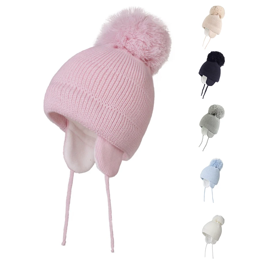 Winter Warm Knitted Baby Hats for Girls Pom Pom Kid Toddler Boys Beanies Cap with Fleece Lining Winter Warm Knitted Baby Hats for Girls Pom Pom Kid Toddler Boys Beanies Cap with Fleece Lining