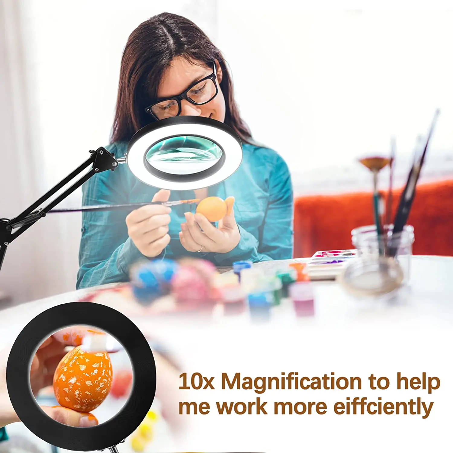 Magnifying glass lamp 10X Magnifying Glass with Light 3 Color 72 LEDs for Close Work Repair Reading Craft