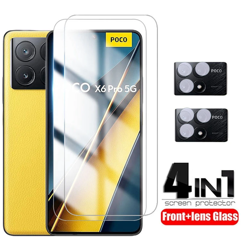 

Закаленное стекло 4 в 1 для Xiaomi POCO X6 Pro M6 pro 5G, пленка для объектива камеры, Защитная пленка для экрана