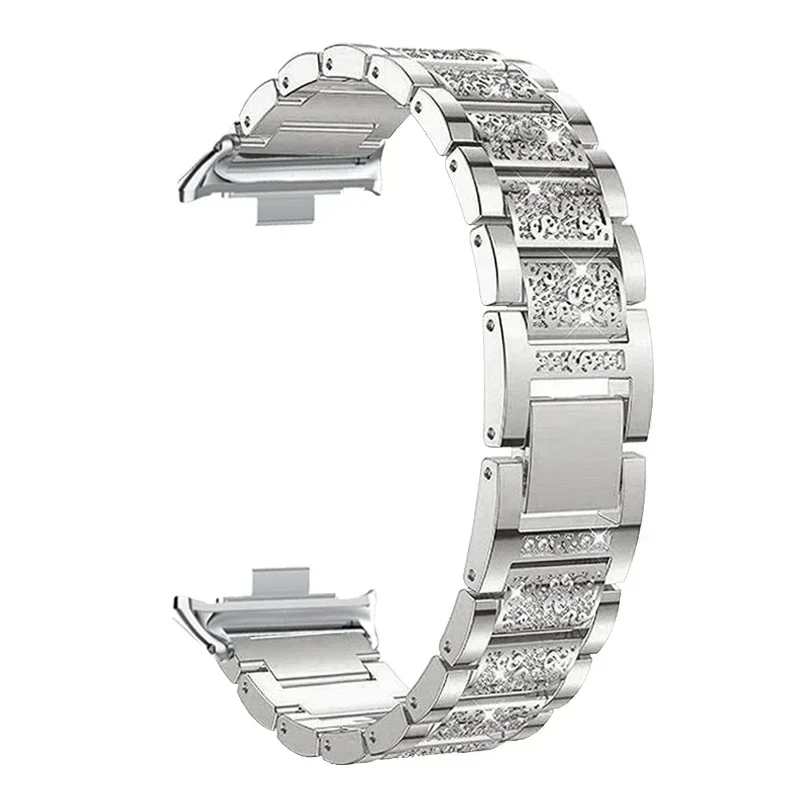 Elegant Diamond-Pattern Metal Watchband