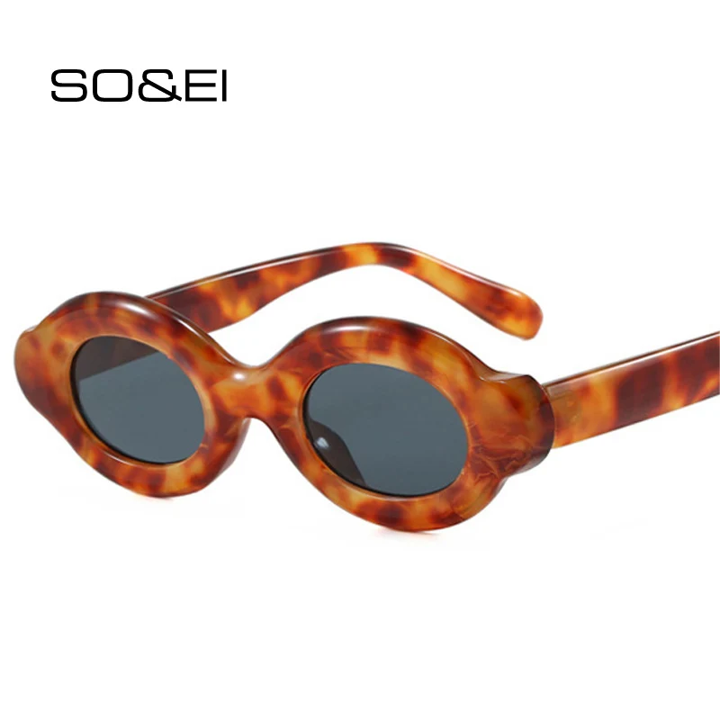 SO&EI Retro Kleine Ovale Damen Sonnenbrille Shades UV400 Mode Punk Herren Trend Champagner Sonnenbrille