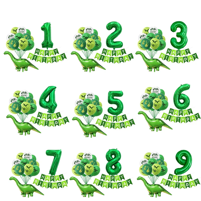 

Цифровой Воздушный Шар из алюминиевой фольги на день рождения, Фотофон 32 дюйма, цифровая алюминиевая пленка, латексный воздушный шар с динозавром, зеленый набор