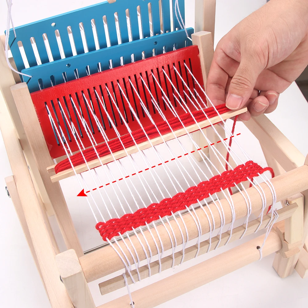 Loom 미니 회전 뜨개질 기계 수제 DIY 만들기 어린이 손으로 짠 나무 홈 성인 학생 교육 완구