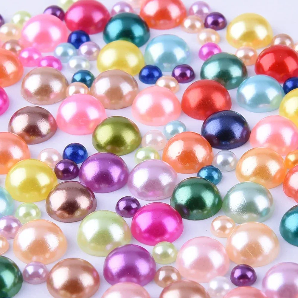 Colorful Imitation Pearl Flatback Beads for Nail Art and DIY Crafts