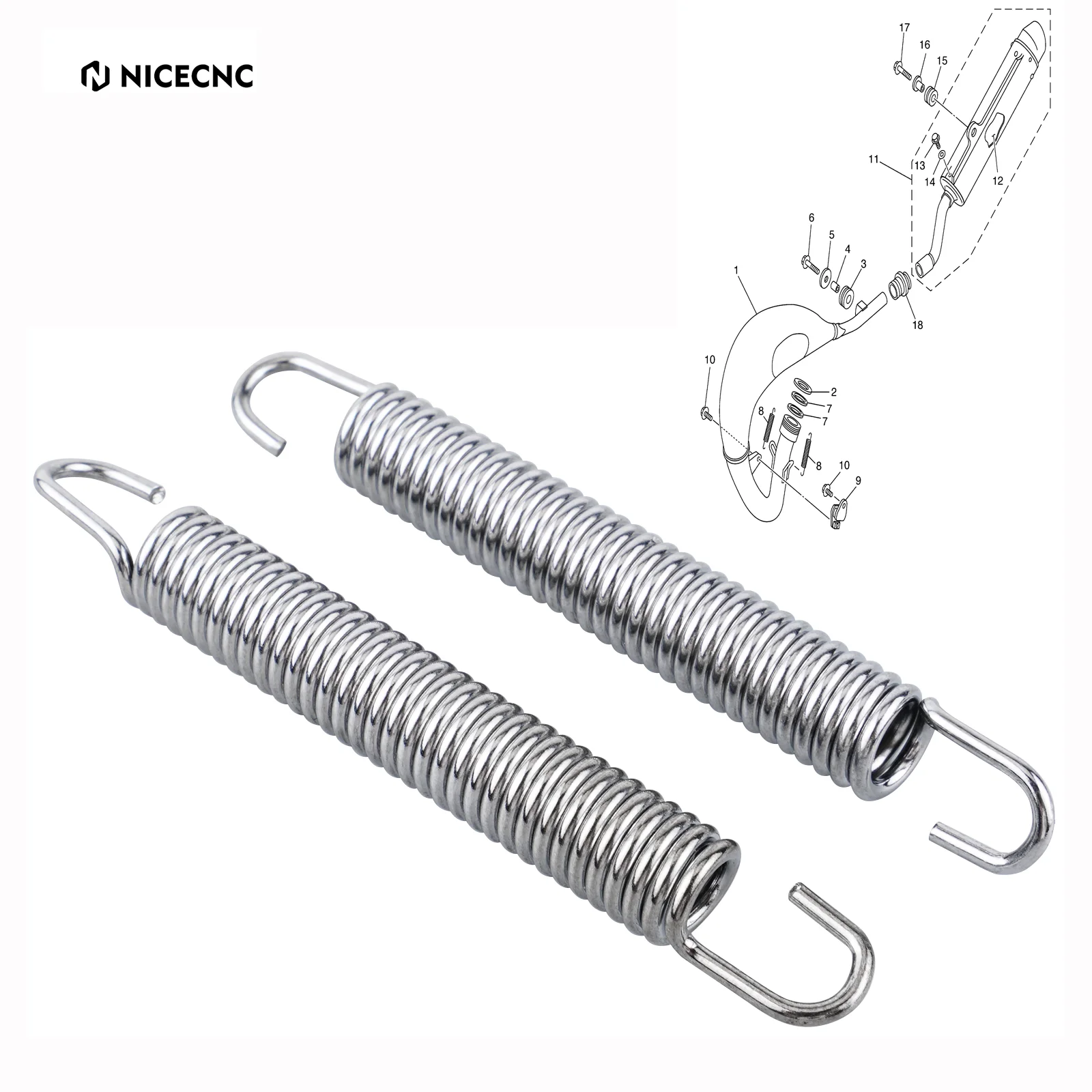

For Yamaha YZ85 02-18 YZ125 94-04 YZ250 YZ250X 16-23 2PCS Header Exhaust Pipe Tension Springs Exhaust Muffler Tension Springs