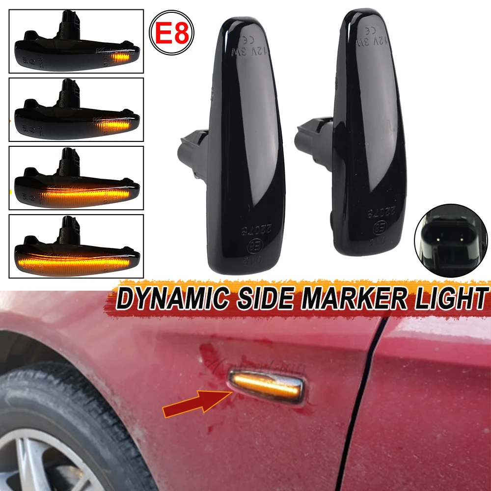 Led Indicatori Laterali Luci Lente Trasparente Ambrato Indicatore Laterale Anteriore Auto Luci Lampeggianti Sequenziali Per Mitsubishi Per Lancer Per Evolution X Indicatori Laterali(Smoked Lens