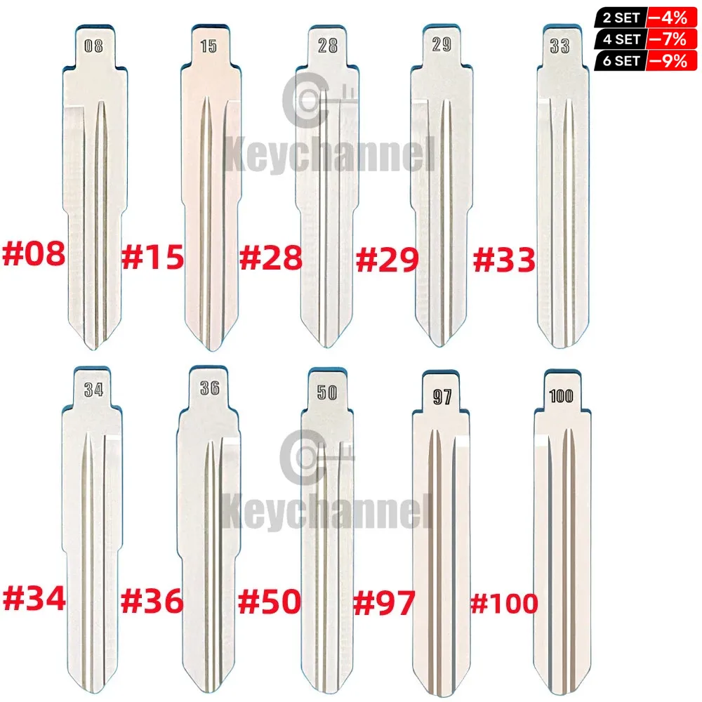 10 Stück Autoschlüsselblätter # 08 # 15 # 28 # 29 # 36 # 50 # 97 # 33 # 34 für Hyundai Tucson Accent Getz Matri Sonata Kia HYN14R KD Klappschlüsselblatt