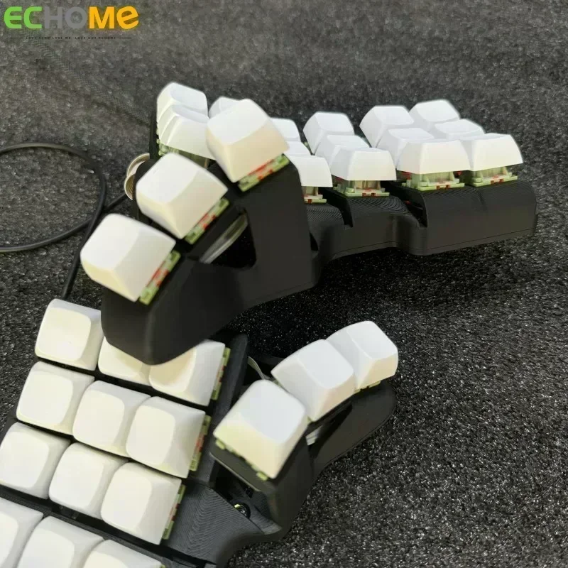 TBK 미니 분할 기계식 키보드, 사용자 정의 RGB 유선 회색 목재 V4/lemonV3 음소거 Axi 용접 Fdm, 인체 공학적 기계식 키보드