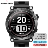 NORTH EDGE 2024 New GPS  Watches Men Sport Smart Watch HD AMOLED Display 50M ATM Altimeter Barometer Compass Smartwatch for Men