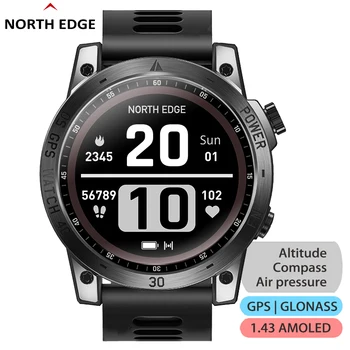 NORTH EDGE 2023 새로운 GPS 시계 남자 스포츠 스마트 워치 HD AMOLED 디스플레이 50M ATM 고도계 기압계 나침반 Smartwatch