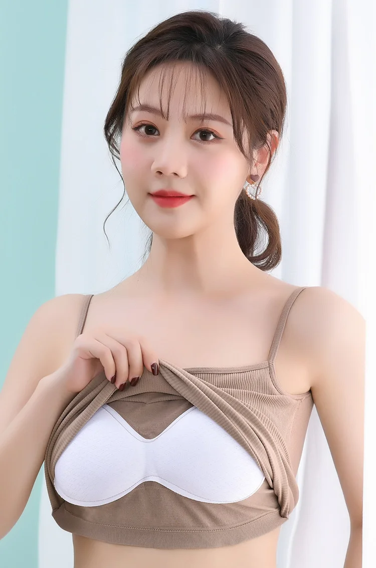 Description Picture 2 of itemWomen's Sexy Solid Color Tube Top Seamless Sports Tank Top Wireless Underwear Padded Bra Bralette Vest Deep Camisole PerfectYoga