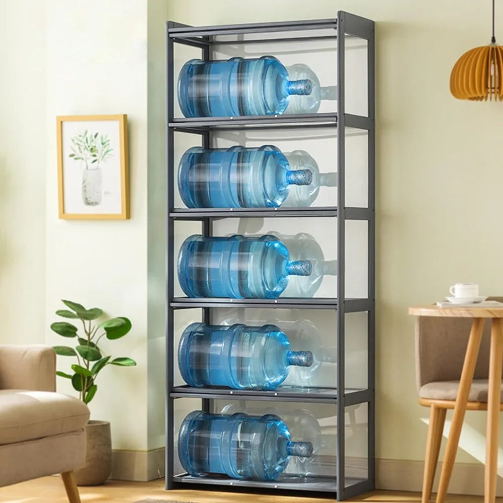 "5-tier acrylic door display cabinet for collectibles and figurines"