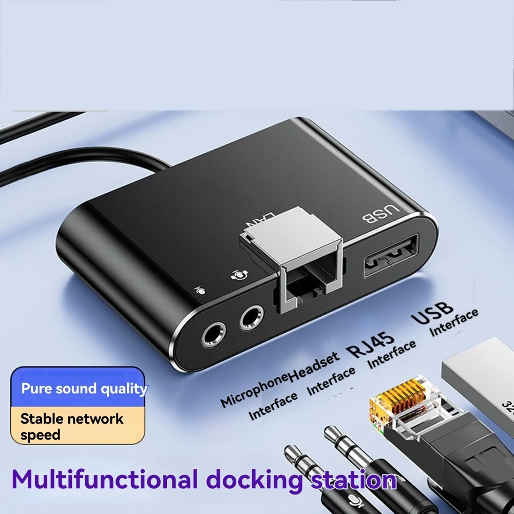 (A75T) USB 4-in-1 다기능 확장기 USB 이더넷 어댑터 USB 네트워크 카드 - USB RJ45 LAN USB - 3.5인치 오디오/사운드 카드