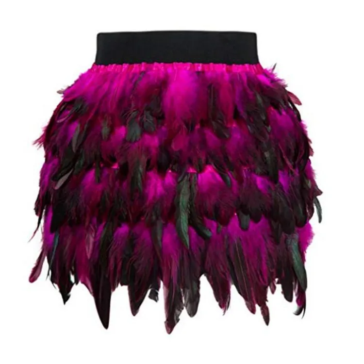 

New Design Costumes sexy mini skirt female womens Sexy Irregular High-Waist Skirts For Women Luxury Feather Skirt