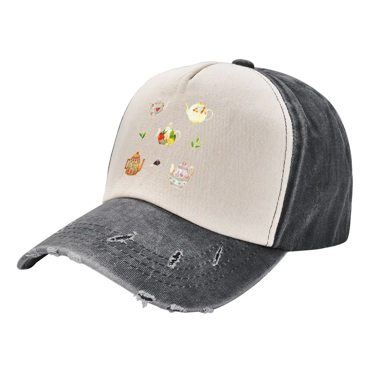 

Flower Teapots and Green Tea Leaves Baseball Cap Sunhat Golf Boy Women's