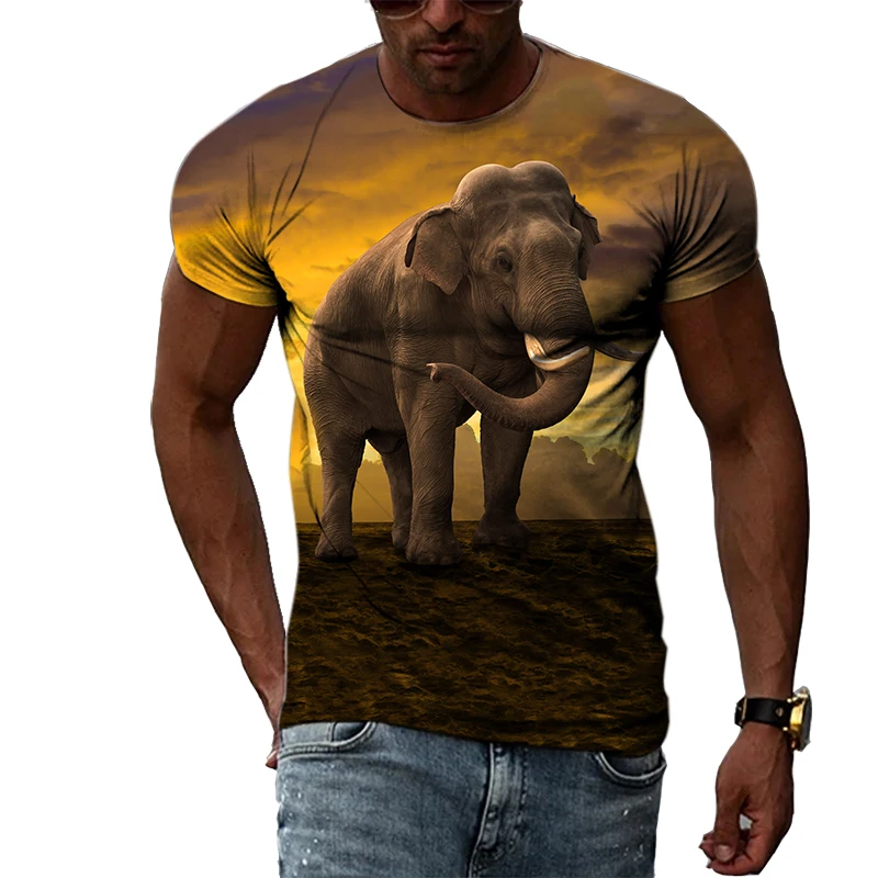 

Summer Fashion Animal Thailand Elephant Graphic Men T-shirts Casual 3D Print Hip Hop Personality Round Neck Tee Short Sleeve Top