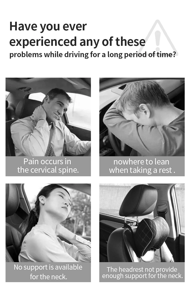 Leather Car Seat Headrest Cushion Multi-Function Memory Foam Car Neck Pillow Adj