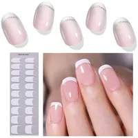 16/20Tips Semi-Cured Nail Wraps Solid Color Adhesive Waterproof Long Lasting Gel Nails Stickers Set for UV Lamp Need Manicure 4