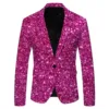 Colorful Printed Men's Suit Blazer Shiny Long Sleeve Lapel Suit Cardigan Single Button Double Pockets Luxury Suit Partywear Suit 2