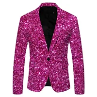 Colorful Printed Men's Suit Blazer Shiny Long Sleeve Lapel Suit Cardigan Single Button Double Pockets Luxury Suit Partywear Suit 2