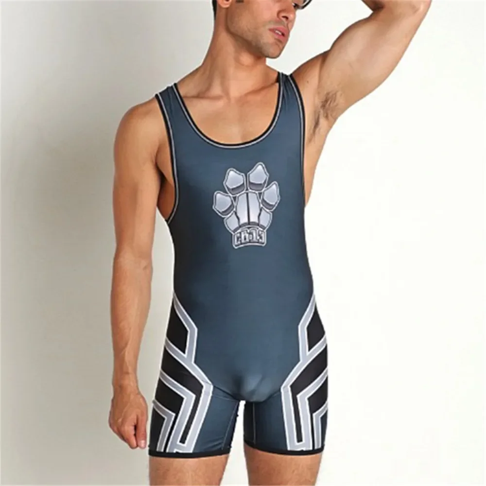 Summer Men's Wrestling Singlets Suits One-piece Powerlifting Sleeveless Gym Sport Fitness Clothing Boxing Tight Singlet Suit 2