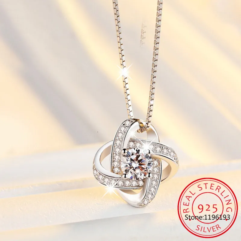 925 Sterling Silver Jewelry Set for Women Forever Love Twist Flower Zirconia Knot Necklace+Earring+Ring Wedding Bijoux de Prata with jewelry set silver jewelry silver jewelry set
