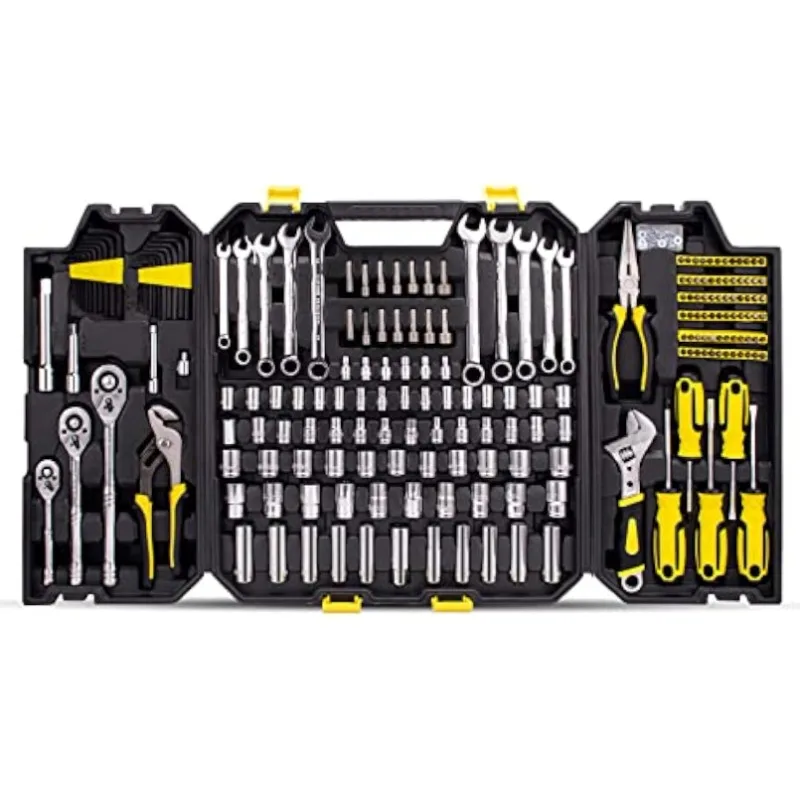 

303PCS Mechanic Tool Set, DIY Hand Tool Kit Set, Auto Repair Tool Box, Multi-Function Organizer with Black Storage Cas