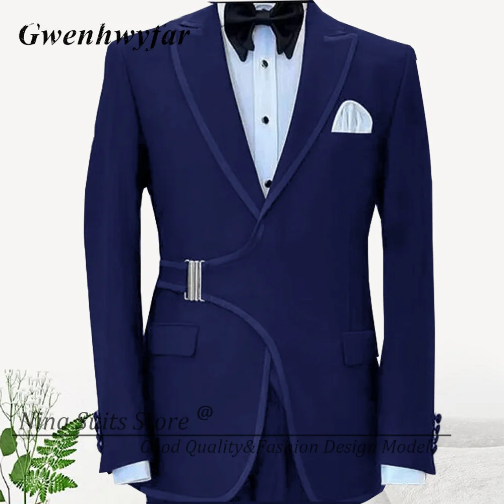 Gwenhwyfar Black Suit Features a Collar with Edging Side Insert Buckle Double Split Customizable Color and Size