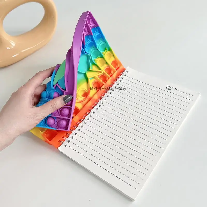 Popit Fidget Rainbow Spiral Notebook A5 Size Popit cover Ring Binding Diary  For Girls and Boys