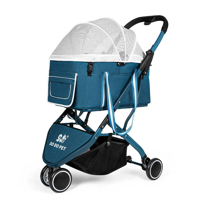

Pet Stroller Carrier For Dogs Cats Detachable Baby Strollers Dog Pull Cart Double Layer Lightweight Four Wheel Shock Absorption