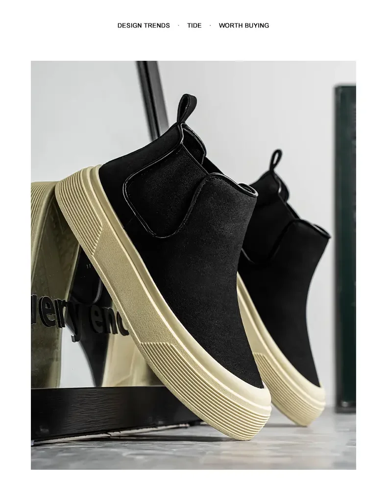 أحذية منصة فاخرة للرجال من الجلد الطبيعي عالية الجودة ونعل سميك أحذية رياضية كاجوال للشباب أحذية رياضية مريحة