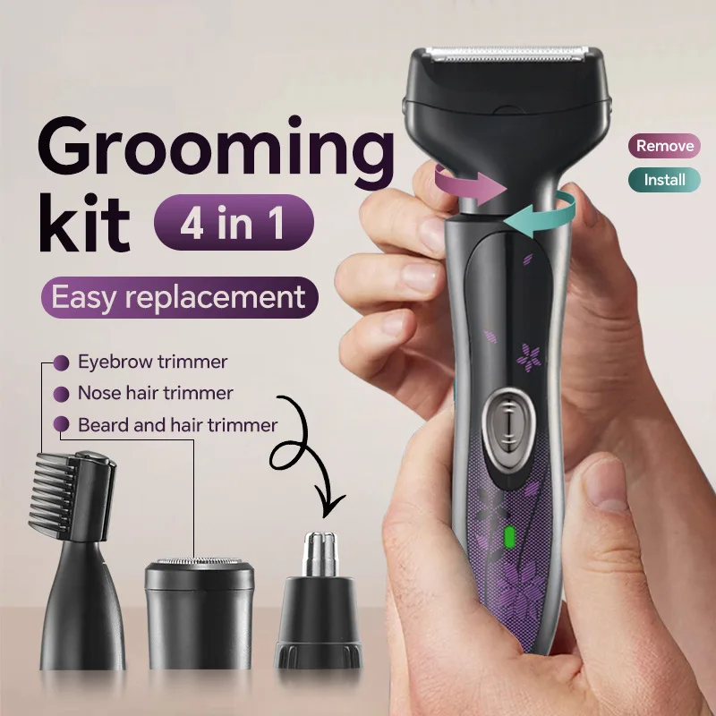 Electric Shaver 4 in 1 for Women, Portable Electric Razor for Women, Rechargeable Women Electric Trimmer for Face Arm Body Legs 2
