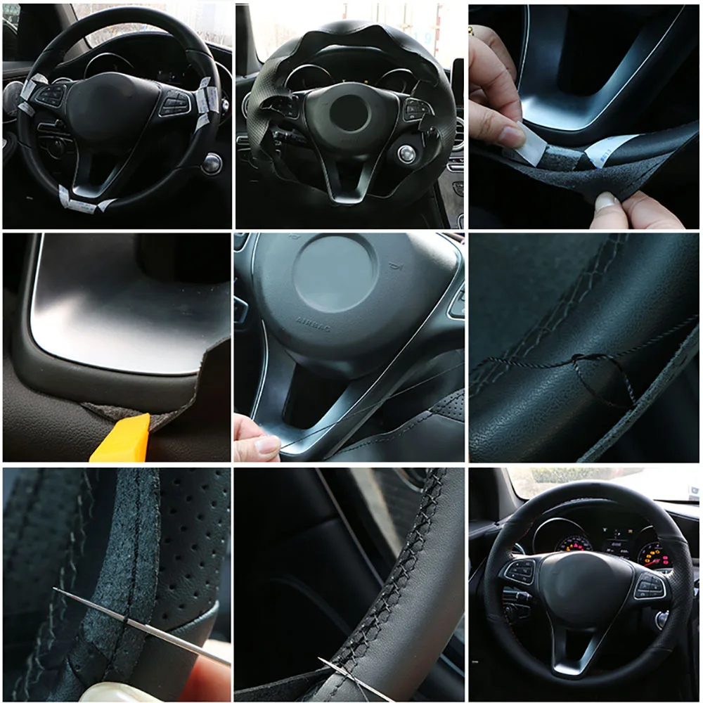 DIY Special Original Car Steering Wheel Cover For Audi A4 B7 B8 A6 C6 2004-2011 Q5 Q7 Artificial Leather Steering Wheel Braid