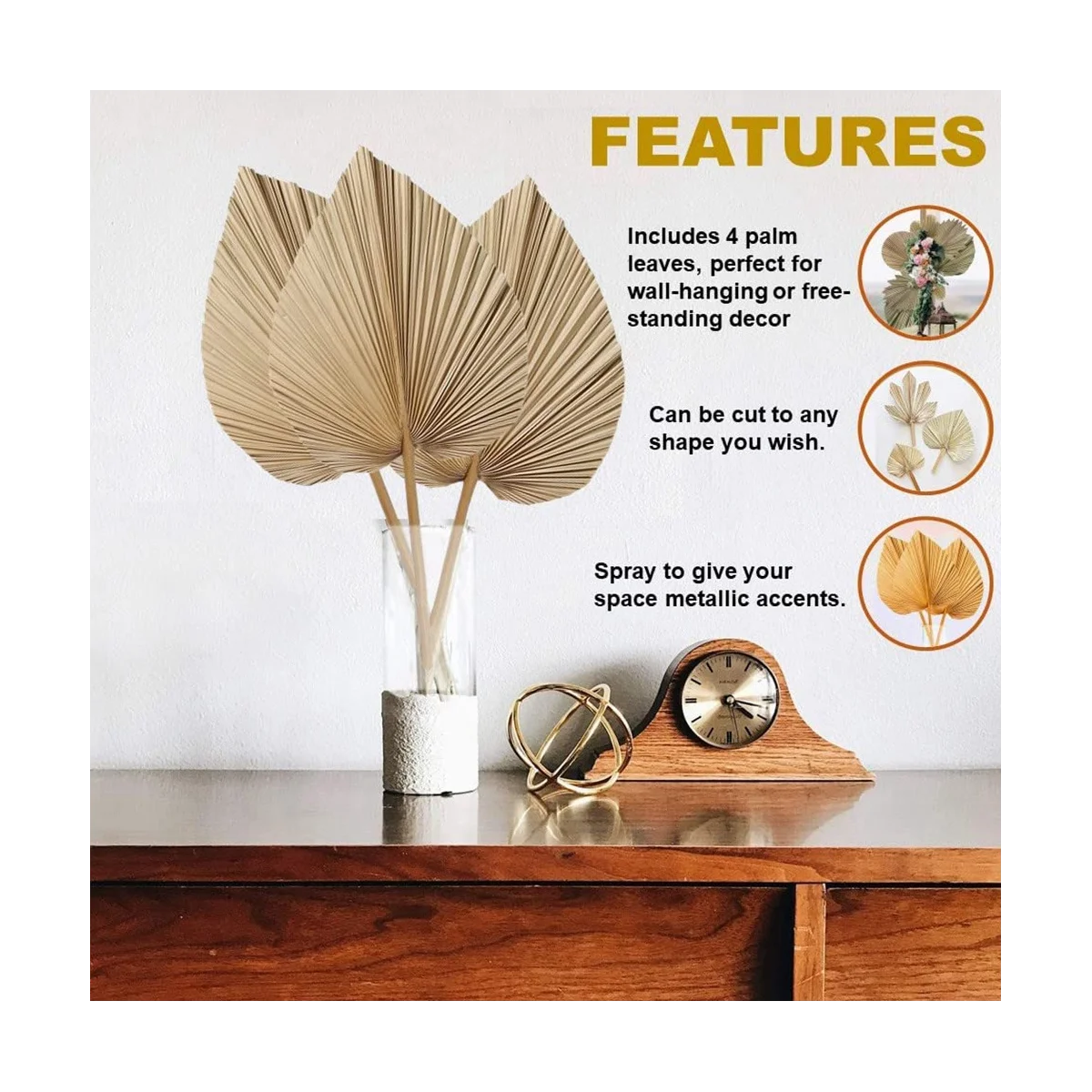 4 Pieces Natural Dried Palm Leaves for Palm Leaf Decor Boho Decor Home Wedding dried palm leaves
