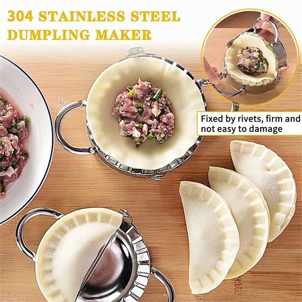 Dumplings Mold Stainless Steel Dumplings Mold Household Manual Press Kitchen Pastry Baking Dumpling Maker Accessories Durable Fodable Tool