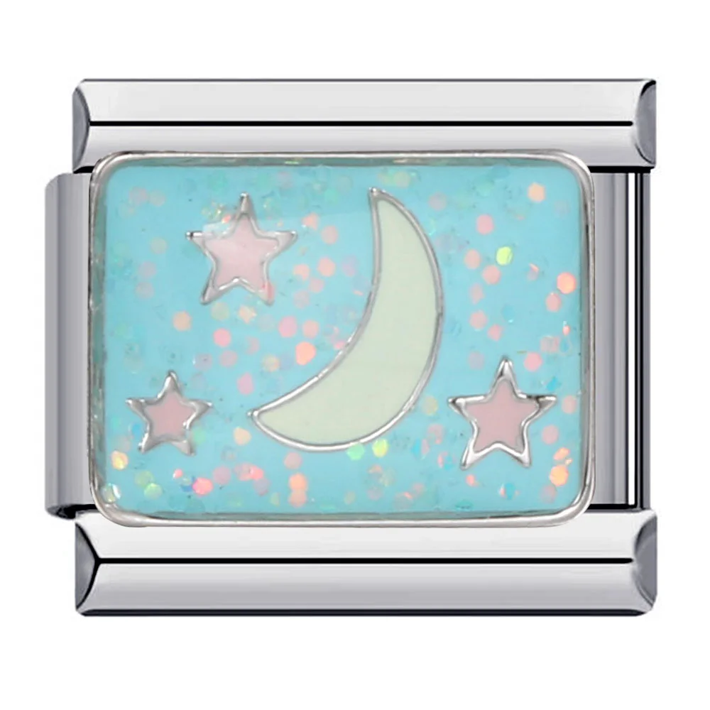 URING Niedlicher Stern, Mond, Sonne, italienischer Charm-Link, passend für 9 mm Armbänder, Edelstahl, DIY-Herstellung, Modeschmuck für Damen und Herren – Detail 7