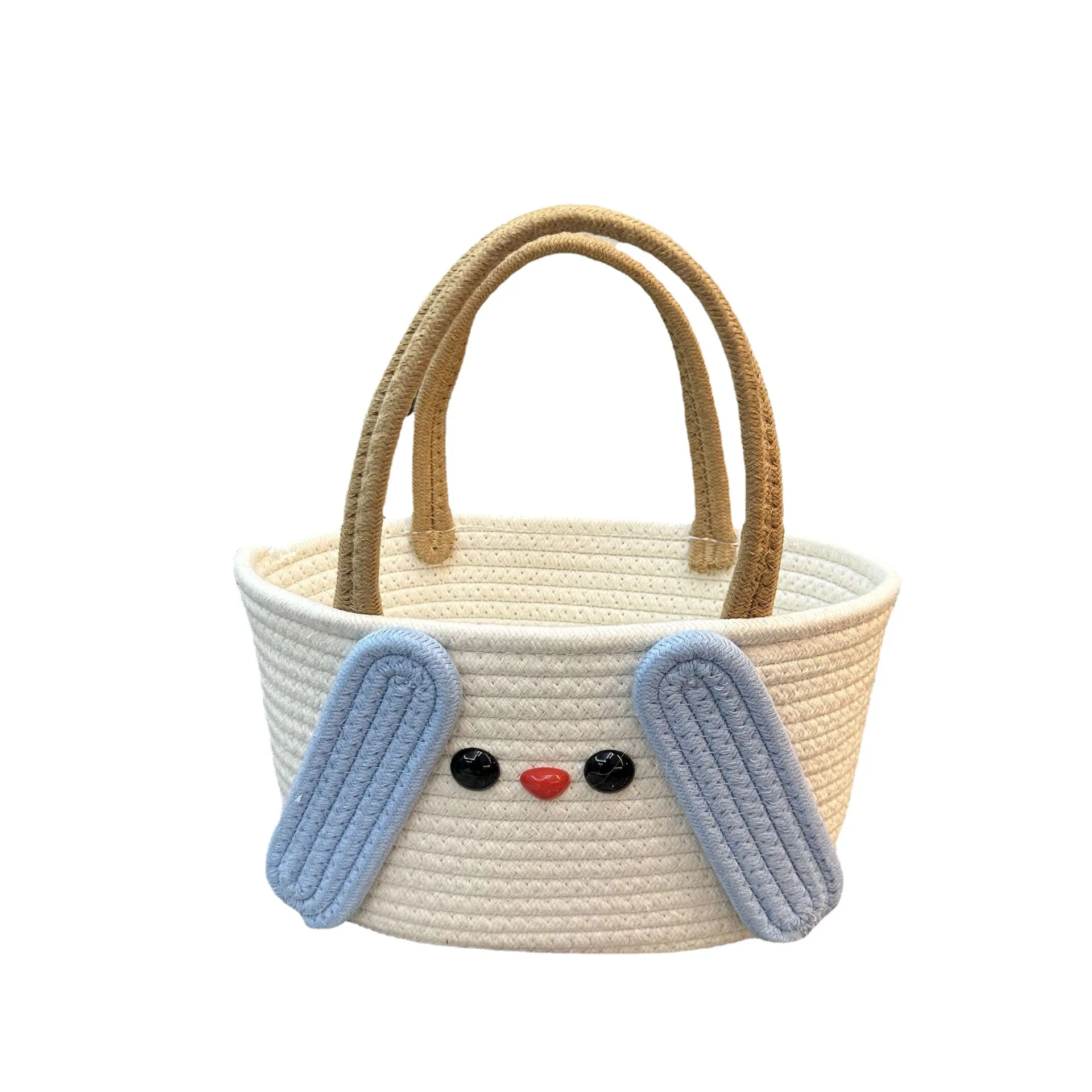 Summer Cartoon Shape Woven Top Handle Bags Casual Women's Cotton Rope Bucket Bags Fashion Straw Beach Bag Holiday Handbags