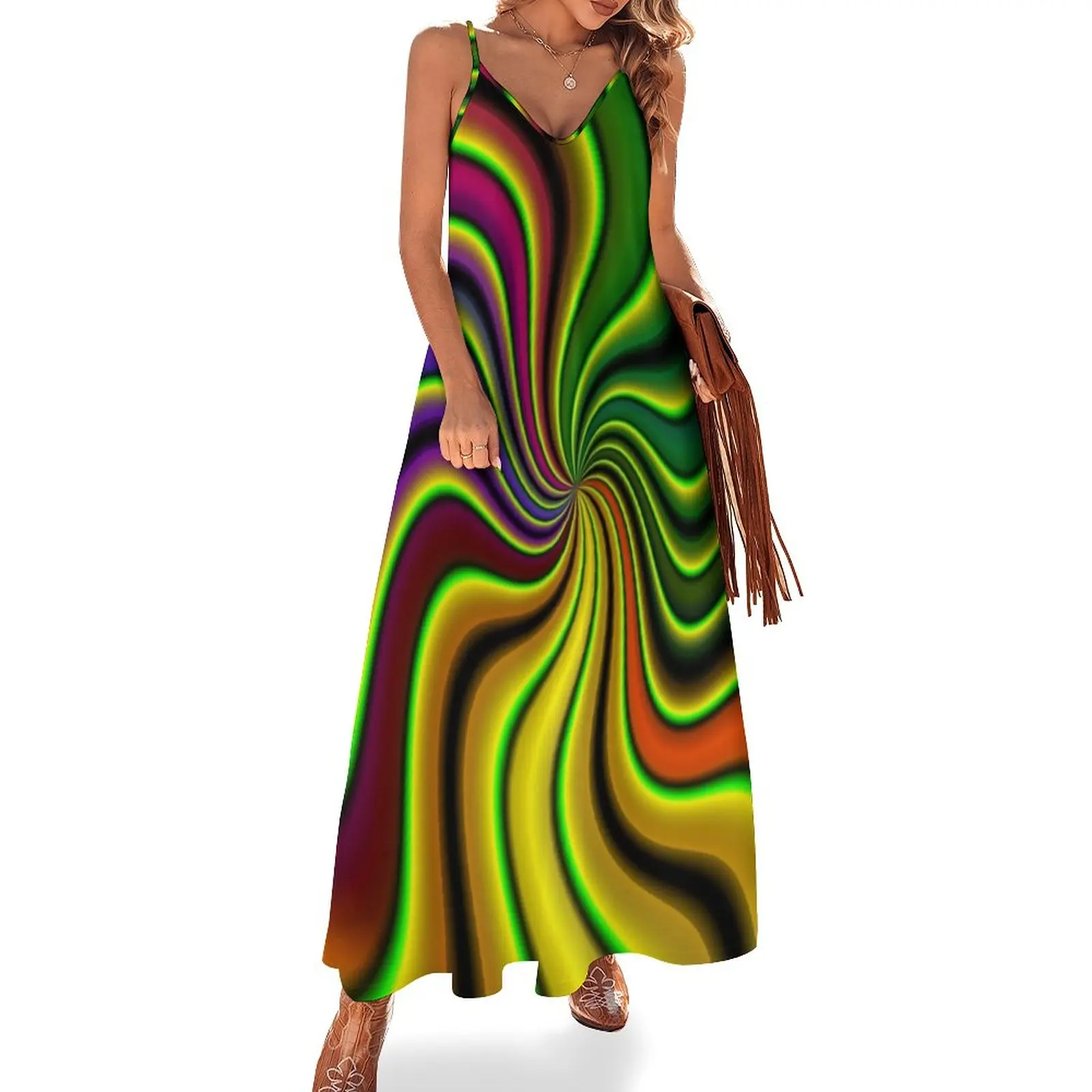 

New Retro We Tripped Tie Dye 60's Hippie Style Sleeveless Dress Women dresses summer Prom gown Dress for pregnant women