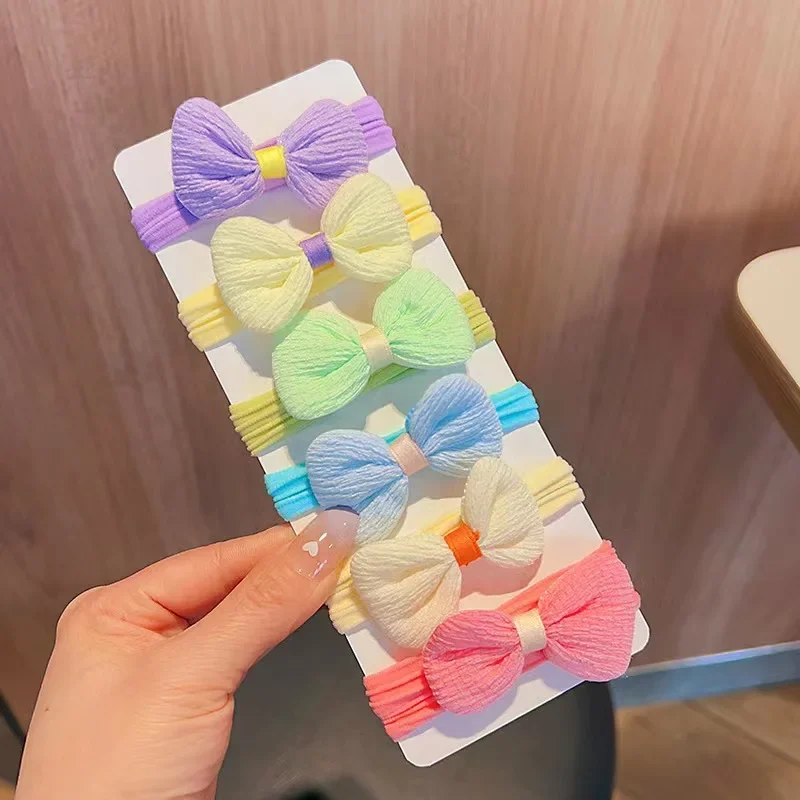 6Pcs/Set Children's Headbands Flower Hair Ring Sweet and Cute Ponytail Hair Ring Little Girl Braided Towel Ring Hair Accessories 5