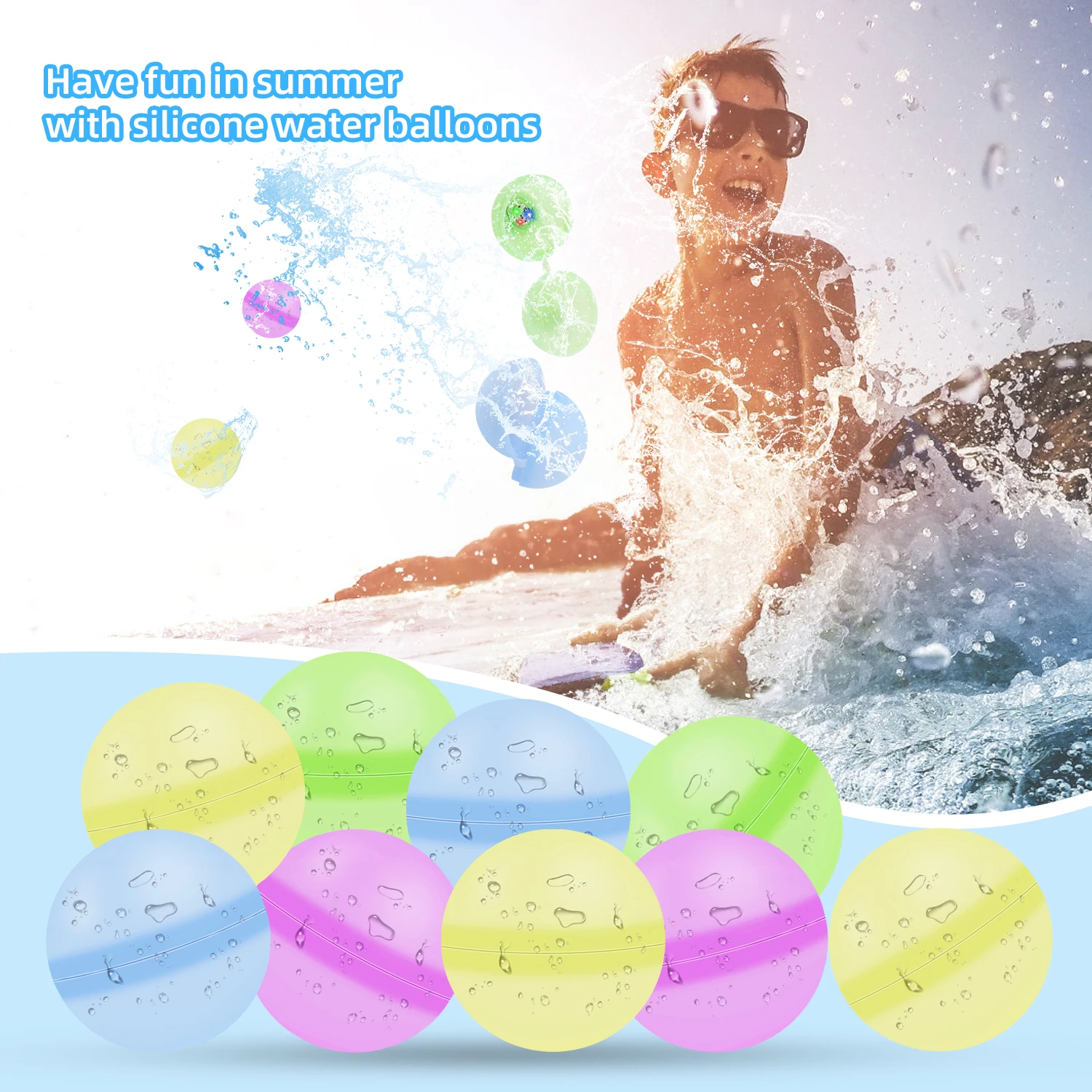 Reusable Water Balloons, Self Sealing & Quick Fill Water Balls with LED Light, Summer Pool Beach Water Toys for Kids Adults 4